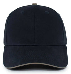 Pacific Headwear 121C Brushed Cotton Sandwich Visor Hook-and-Loop Cap - Navy Khaki - Navy Khaki / 7’’ - 7 7/8’’