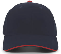 Pacific Headwear 121C Brushed Cotton Sandwich Visor Hook-and-Loop Cap - Navy Red - Navy Red / 7’’ - 7 7/8’’