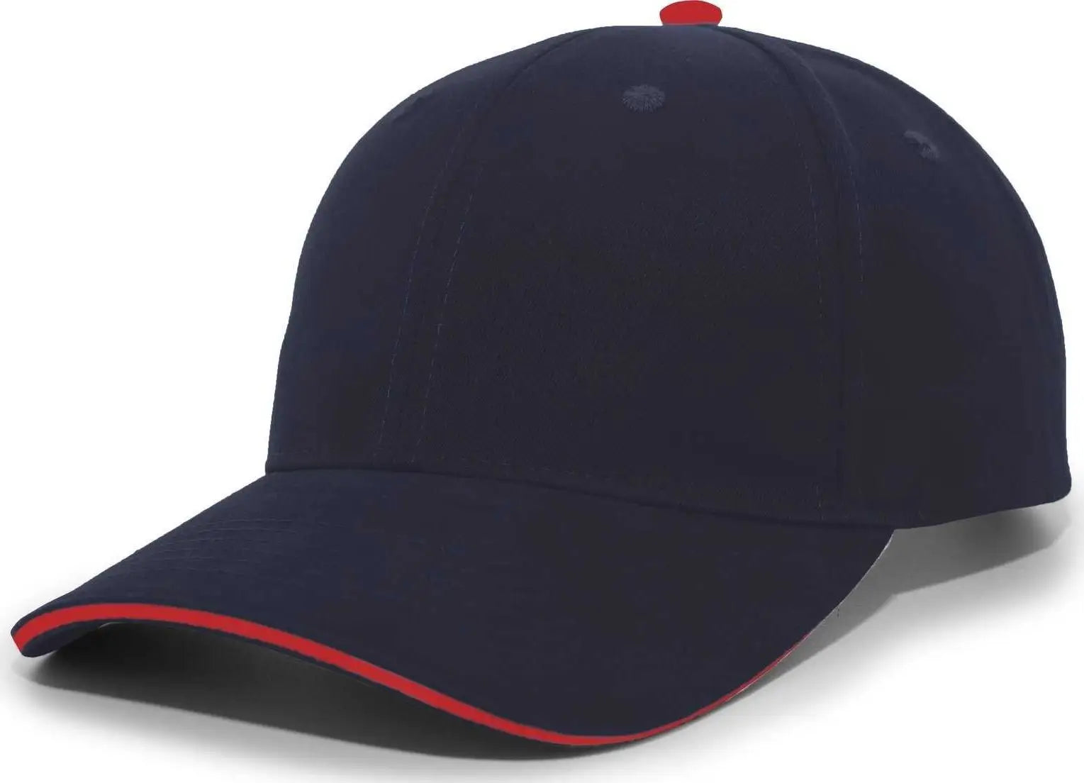 Pacific Headwear 121C Brushed Cotton Sandwich Visor Hook-and-Loop Cap - Navy Red - Navy Red / 7’’ - 7 7/8’’