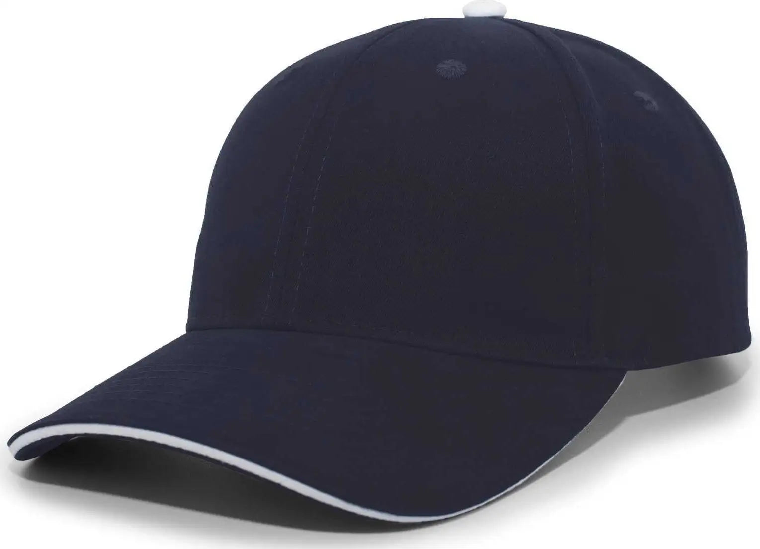 Pacific Headwear 121C Brushed Cotton Sandwich Visor Hook-and-Loop Cap - Navy White - Navy White / 7’’ - 7 7/8’’
