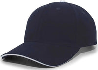 Pacific Headwear 121C Brushed Cotton Sandwich Visor Hook-and-Loop Cap - Navy White - Navy White / 7’’ - 7 7/8’’
