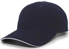 Pacific Headwear 121C Brushed Cotton Sandwich Visor Hook-and-Loop Cap - Navy White - Navy White / 7’’ - 7 7/8’’