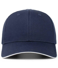 Pacific Headwear 121C Brushed Cotton Sandwich Visor Hook-and-Loop Cap - Navy White - Navy White / 7’’ - 7 7/8’’