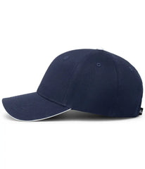 Pacific Headwear 121C Brushed Cotton Sandwich Visor Hook-and-Loop Cap - Navy White - Navy White / 7’’ - 7 7/8’’