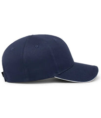 Pacific Headwear 121C Brushed Cotton Sandwich Visor Hook-and-Loop Cap - Navy White - Navy White / 7’’ - 7 7/8’’