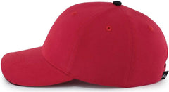 Pacific Headwear 121C Brushed Cotton Sandwich Visor Hook-and-Loop Cap - Red Black - Red Black / 7’’ - 7 7/8’’