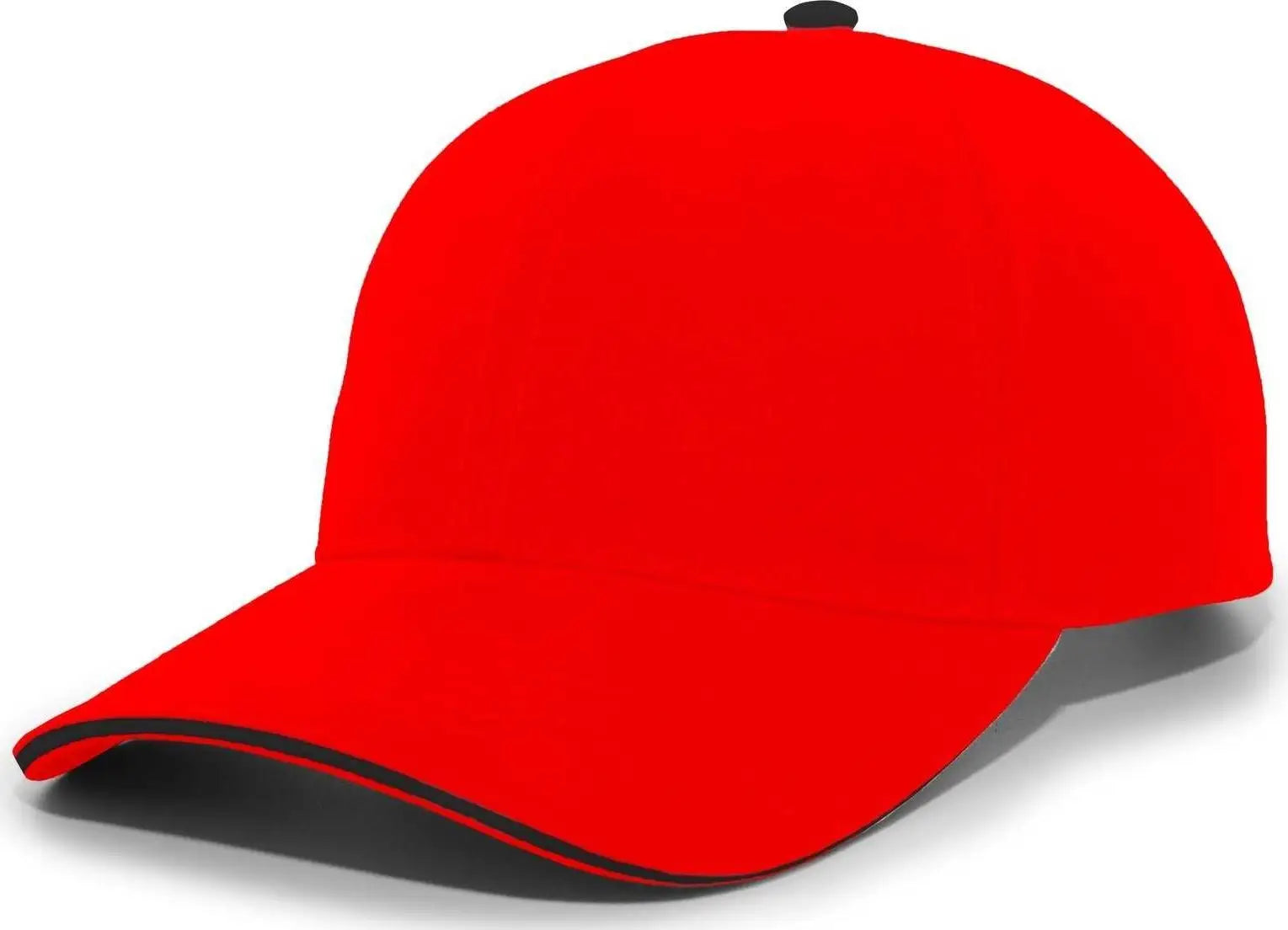 Pacific Headwear 121C Brushed Cotton Sandwich Visor Hook-and-Loop Cap - Red Black - Red Black / 7’’ - 7 7/8’’