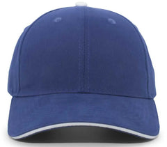 Pacific Headwear 121C Brushed Cotton Sandwich Visor Hook-and-Loop Cap - Royal White - Royal White / 7’’ - 7 7/8’’