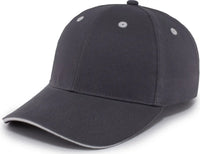 Pacific Headwear 121C Brushed Twll Cap with Sandwch Visor - Graphite White - Dark Gray White / One size Fits Most