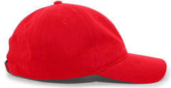 Pacific Headwear 201C Brushed Cotton Twill Buckle Strap Adjustable Cap - Red - Red / 7’’ - 7 7/8’’