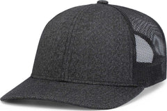 Pacific Headwear 210C Malange Heather Low Profile Trucker - Black Heather Black Black Heather - Black / 7’’ 7 7/8’’