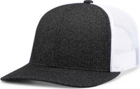 Pacific Headwear 210C Malange Heather Low Profile Trucker - Black Heather White Black Heather - Black White / 7’’ 7
