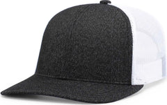 Pacific Headwear 210C Malange Heather Low Profile Trucker - Black Heather White Black Heather - Black White / 7’’ 7
