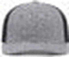 Pacific Headwear 210C Malange Heather Low Profile Trucker - Grey Heather Black Grey Heather - Gray Black / 7’’ 7 7/8’’