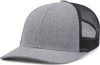 Pacific Headwear 210C Malange Heather Low Profile Trucker - Grey Heather Black Grey Heather - Gray Black / 7’’ 7 7/8’’