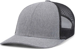 Pacific Headwear 210C Malange Heather Low Profile Trucker - Grey Heather Black Grey Heather - Gray Black / 7’’ 7 7/8’’