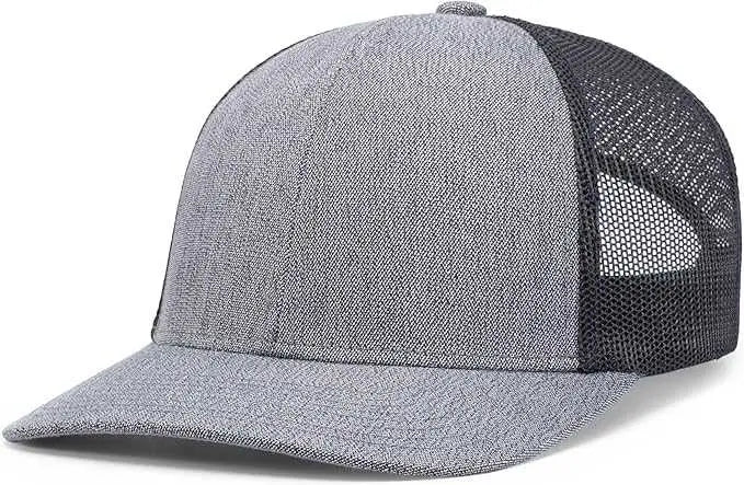 Pacific Headwear 210C Melange Heather Low-Profile Trucker - Grey Heather Navy Grey Heather - Grey Heather Navy Grey