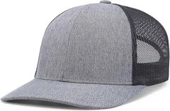 Pacific Headwear 210C Melange Heather Low-Profile Trucker - Grey Heather Navy Grey Heather - Grey Heather Navy Grey