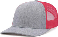 Pacific Headwear 210C Melange Heather Low-Profile Trucker - Grey Heather Red Grey Heather - Grey Heather Red Grey