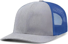 Pacific Headwear 210C Melange Heather Low-Profile Trucker - Grey Heather Royal Grey Heather - Grey Heather Royal Grey