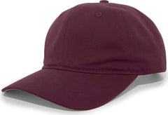 Pacific Headwear 220C Brushed Cotton Twill Hook-and-Loop Cap - Maroon - Maroon / 7’’ - 7 7/8’’