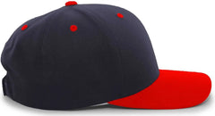 Pacific Headwear 302C Cotton Blend Hook-and-Loop Cap - Navy Red