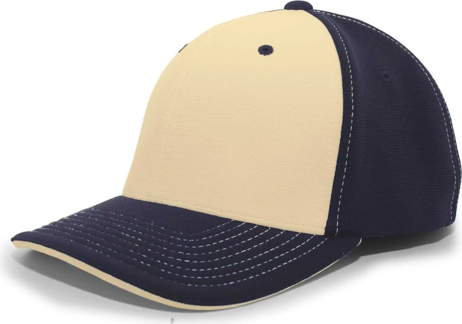 Pacific Headwear 398F M2 Performance Flexfit Cap - Navy Vegas Gold - Navy Vegas Gold / 6 1/2’’ - 7’’