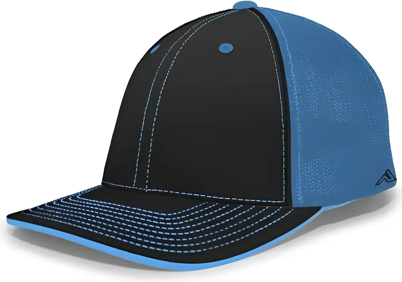 Pacific Headwear 404F Trucker Flexfit Cap - Black Neon Blue Black - Black Blue / 6 1/2’’ 7’’