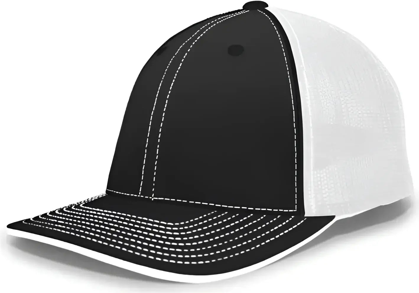 Pacific Headwear 404F Trucker Flexfit Cap - Black White Black - Black White / 6 1/2’’ 7’’