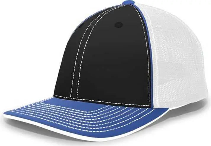 Pacific Headwear 404F Trucker Flexfit Cap - Black White Royal - Black Royal / 6 1/2’’ 7’’