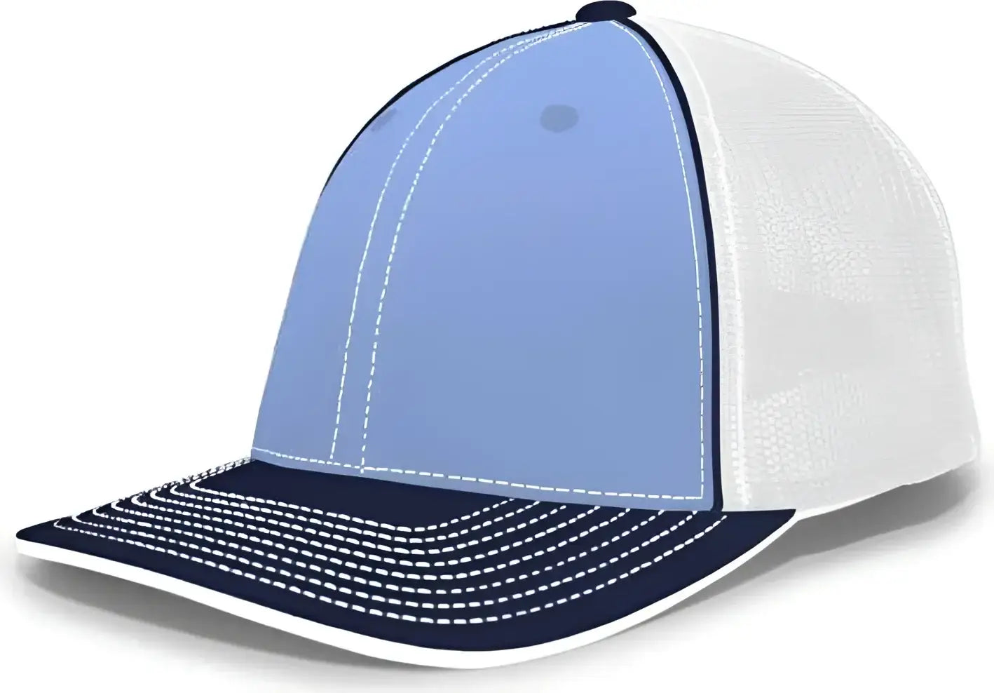 Pacific Headwear 404F Trucker Flexfit Cap - Columbia Blue White Navy - Columbia Blue Navy / 6 1/2’’ 7’’