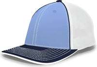 Pacific Headwear 404F Trucker Flexfit Cap - Columbia Blue White Navy - Columbia Blue Navy / 6 1/2’’ 7’’