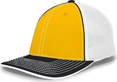 Pacific Headwear 404F Trucker Flexfit Cap - Gold White Black - Gold Black / 6 1/2’’ 7’’
