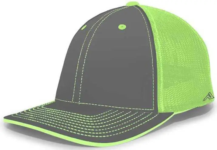 Pacific Headwear 404F Trucker Flexfit Cap - Graphite Neon Green Graphite - Dark Gray Green / 6 1/2’’ 7’’