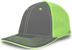 Pacific Headwear 404F Trucker Flexfit Cap - Graphite Neon Green Graphite - Dark Gray Green / 6 1/2’’ 7’’