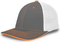 Pacific Headwear 404F Trucker Flexfit Cap - Graphite White Neon Orange - Dark Gray Orange / 6 1/2’’ 7’’