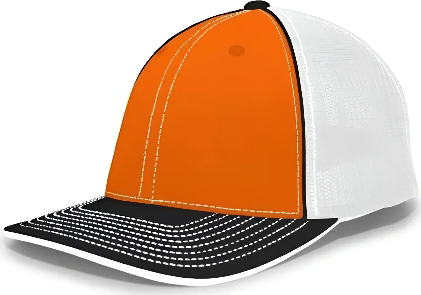 Pacific Headwear 404F Trucker Flexfit Cap - Orange White Black - Orange Black / 6 1/2’’ 7’’