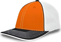 Pacific Headwear 404F Trucker Flexfit Cap - Orange White Black - Orange Black / 6 1/2’’ 7’’