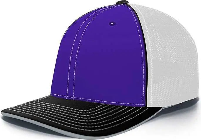 Pacific Headwear 404F Trucker Flexfit Cap - Purple White Black - Purple White / 6 1/2’’ 7’’