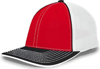 Pacific Headwear 404F Trucker Flexfit Cap - Red White Black - Red Black / 6 1/2’’ 7’’