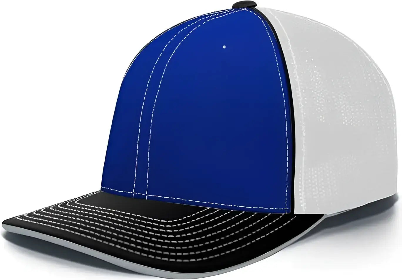 Pacific Headwear 404F Trucker Flexfit Cap - Royal White Black - Royal Black / 6 1/2’’ 7’’