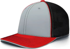 Pacific Headwear 404F Trucker Flexfit Cap - Silver Black Red - Light Gary Red / 6 1/2’’ 7’’