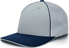 Pacific Headwear 404F Trucker Flexfit Cap - Silver Navy - Light Gary Navy / 6 1/2’’ 7’’