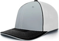 Pacific Headwear 404F Trucker Flexfit Cap - Silver White Black - Light Gary Black / 6 1/2’’ 7’’