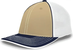 Pacific Headwear 404F Trucker Flexfit Cap - Vegas White Navy - Vegas Gold Navy / 6 1/2’’ 7’’