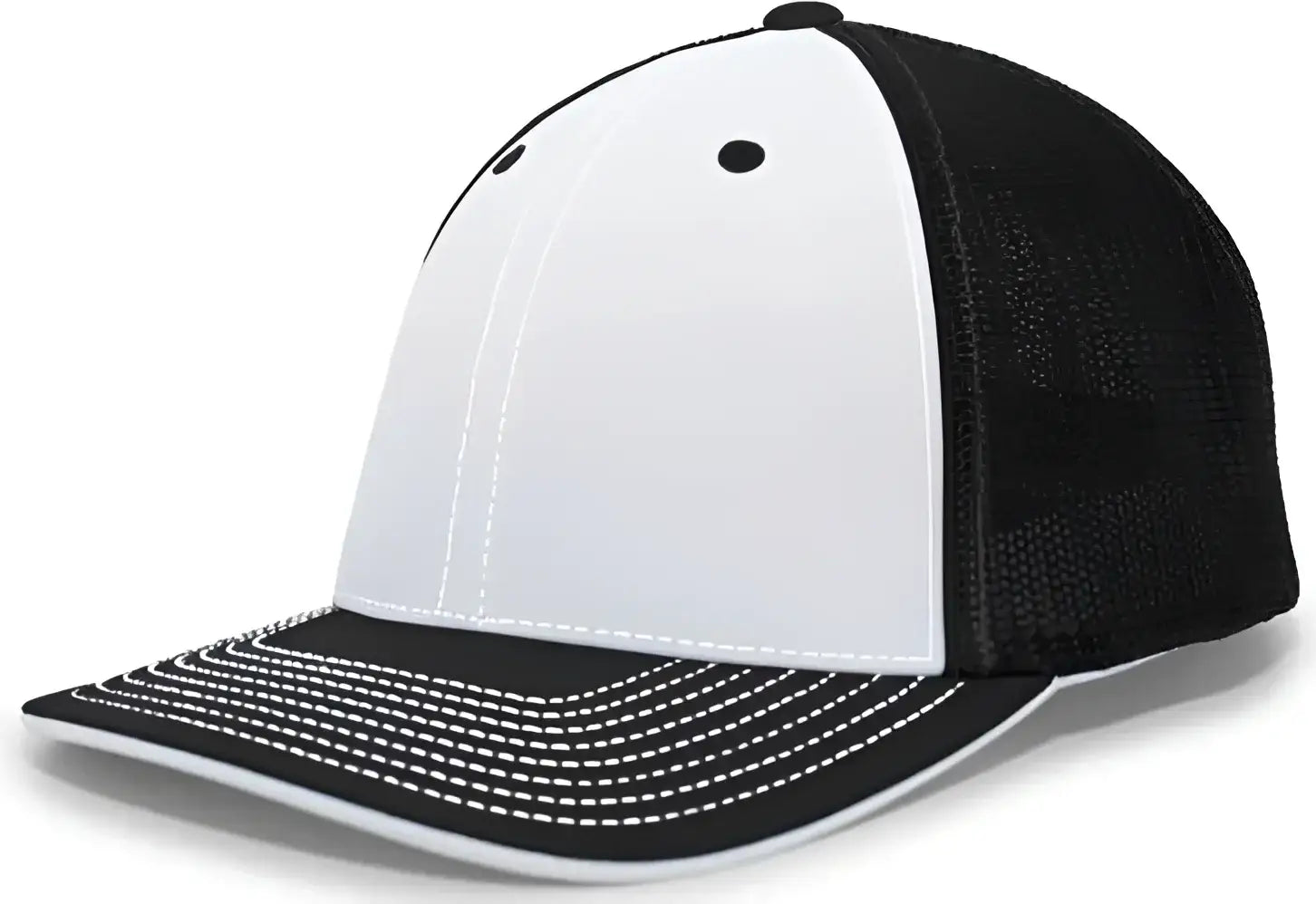 Pacific Headwear 404F Trucker Flexfit Cap - White Black Black - White Black / 6 1/2’’ 7’’