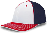 Pacific Headwear 404F Trucker Flexfit Cap - White Navy Red - White Navy / 6 1/2’’ 7’’