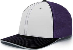 Pacific Headwear 404F Trucker Flexfit Cap - White Purple Black - White Purple / 6 1/2’’ 7’’