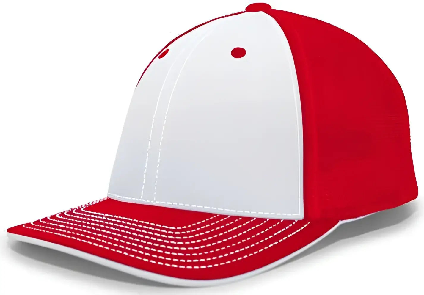 Pacific Headwear 404F Trucker Flexfit Cap - White Red Red - White Red / 6 1/2’’ 7’’