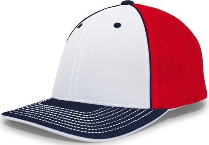 Pacific Headwear 404F Trucker Flexfit Cap - White Red Navy - White Red / 6 1/2’’ 7’’